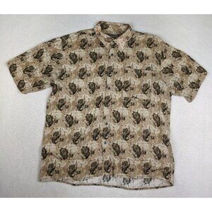 David Taylor Men's Shirt Size Large Beige Paisley Print Short Sleeve Button-Up